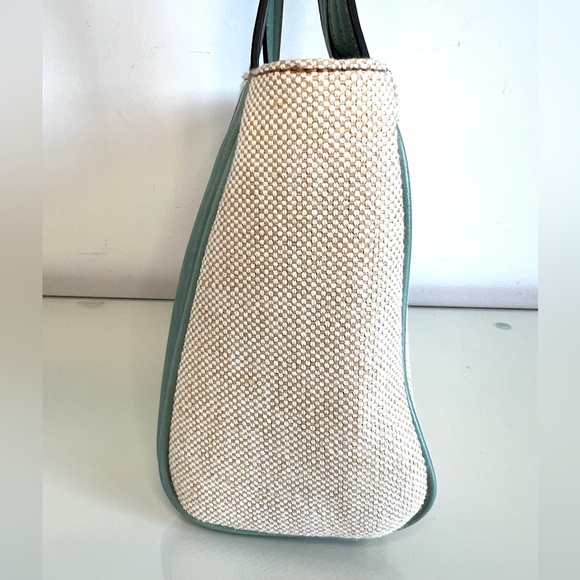 Etienne Aigner Handbag Purse Wicker Teal Blue Leather 9” - Picture 16 of 16